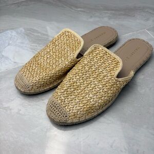 Madden Girl Raffia Espadrille Mule Flats Size 8.5 Natural Woven Slide